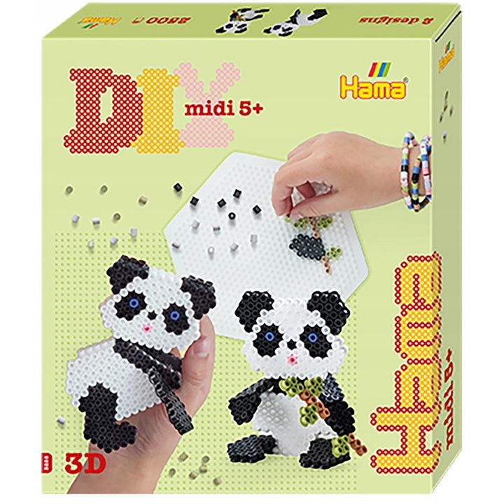 Kézműves készlet Hama 3258 Panda 3D, 2500 gyöngy, 5mm, 5 év felett ajánlott