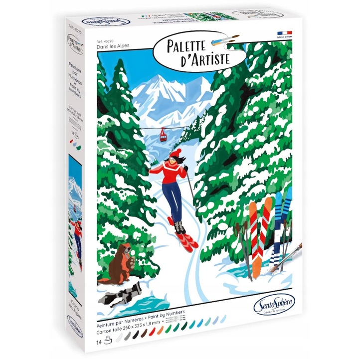 Set pictura pe numere Sentosphere "In Alpi", culori acrilice non-toxice, 25x32, 5 cm