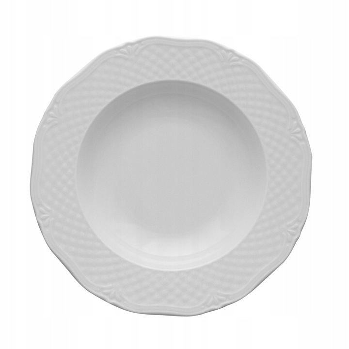 Mélytányér Lubiana Afrodyta 22.5cm fehér porcelán, elegáns design, mikrohullámú sütőben is használható