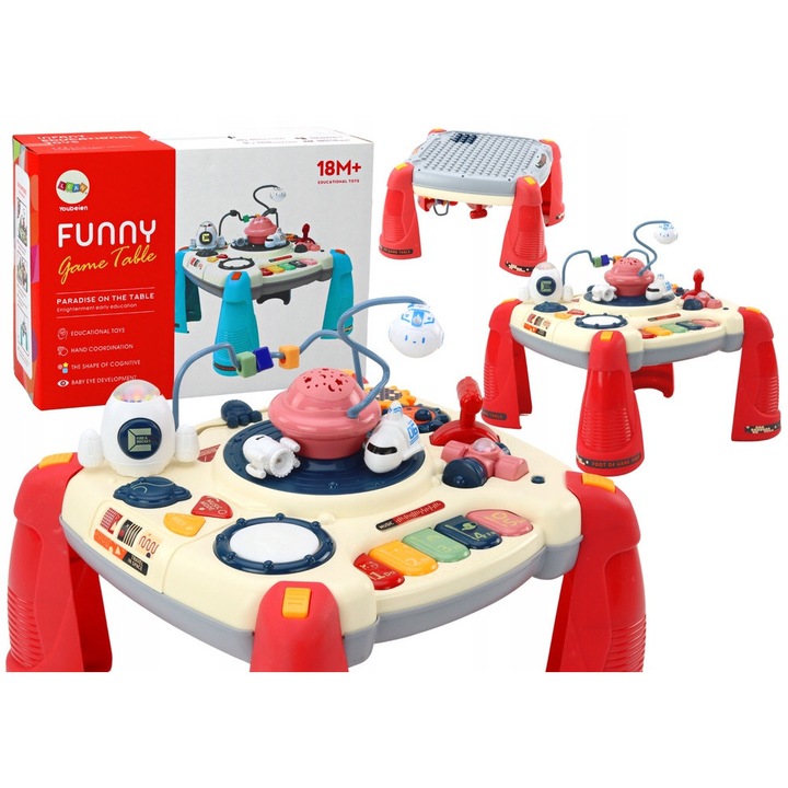 Masa interactiva educationala Bemi Toys, pian, rosie, 30x29x24cm, +18 luni