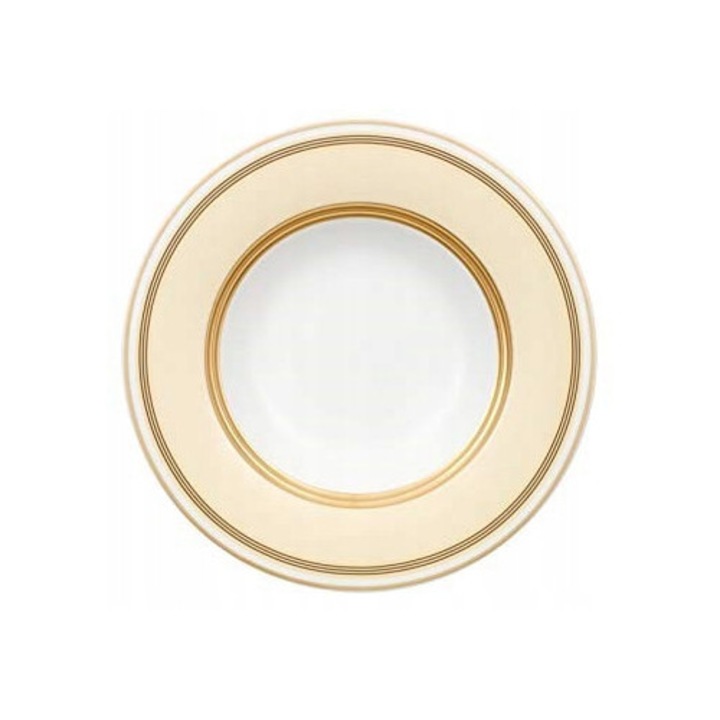 Farfurie Adanca Villeroy & Boch Vivian, Portelan Premium, 25cm, Alb, Bej, Galben