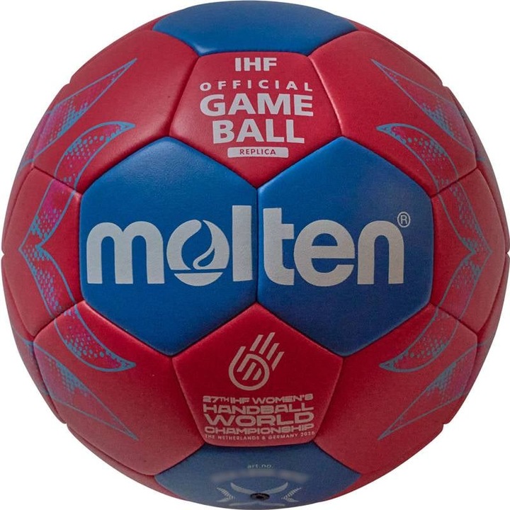 Minge handbal Molten A1800, design oficial CM 2025, albastru cu accente verzi, marime 3