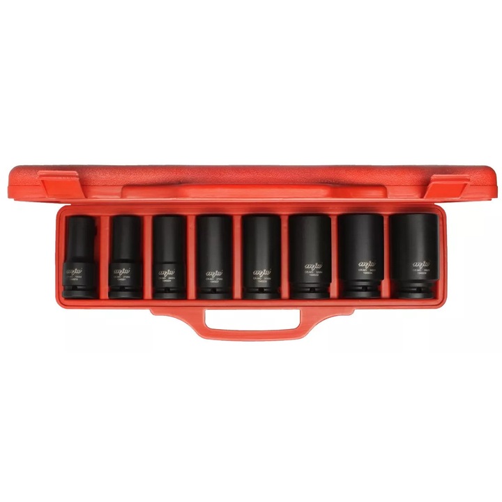 Set de 8 chei cu capete lungi MJW, 3/4", dimensiuni 19x21x24x27x30x32x34x36mm, cutie plastic 450x120x68mm