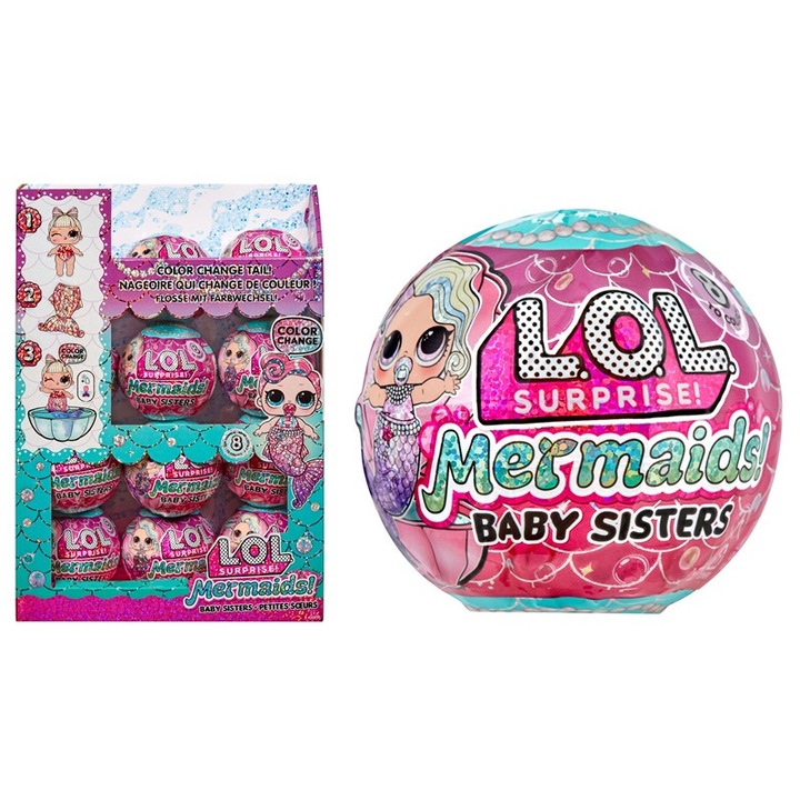 L.O.L. Surprise Mermaids! Baby Sister, set 8 figurine, culori diverse, 10cm