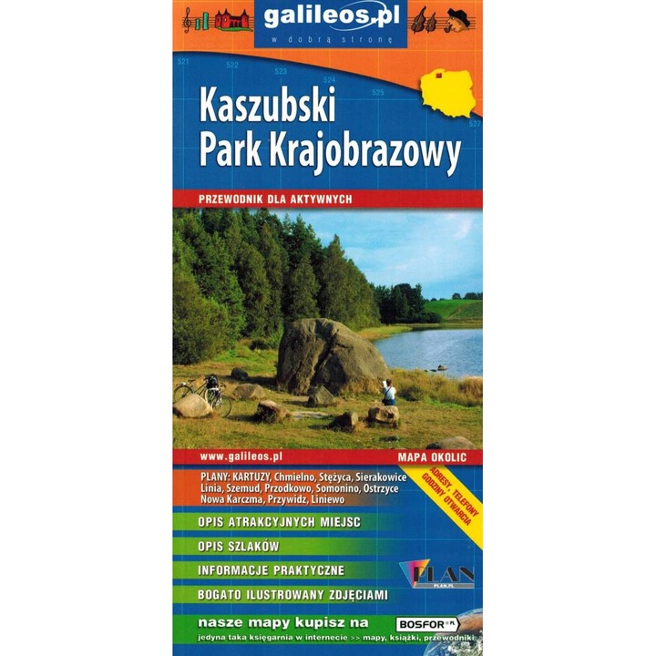 Kaszubski Park Krajobrazowy, Plan, ghid turistic, trasee pietonale, multicolor