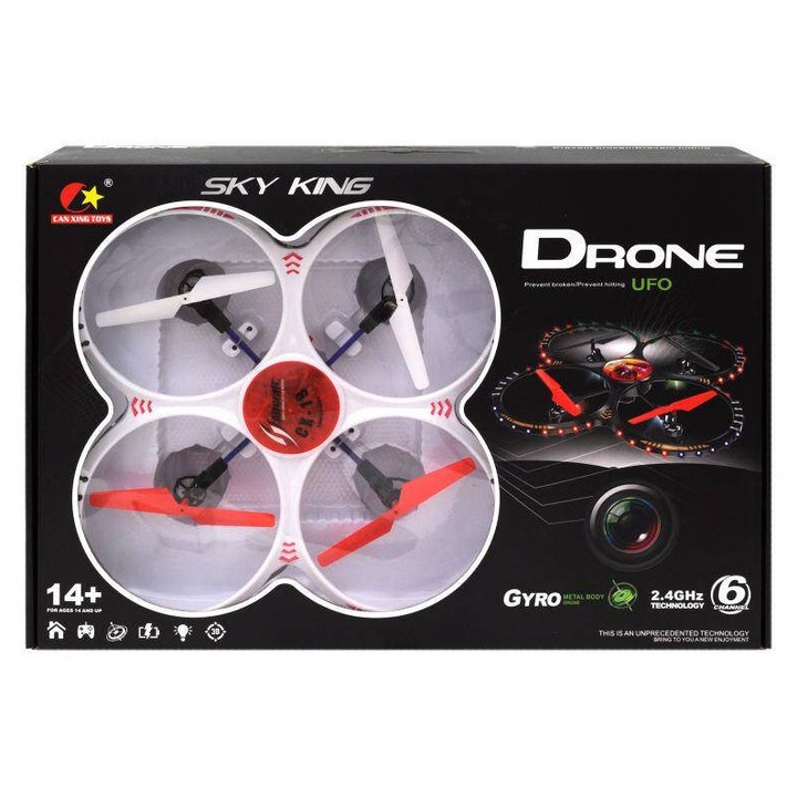 Drón Sky King CX-19, 2.4GHz, GYRO rendszer, színes LED lámpák, fém