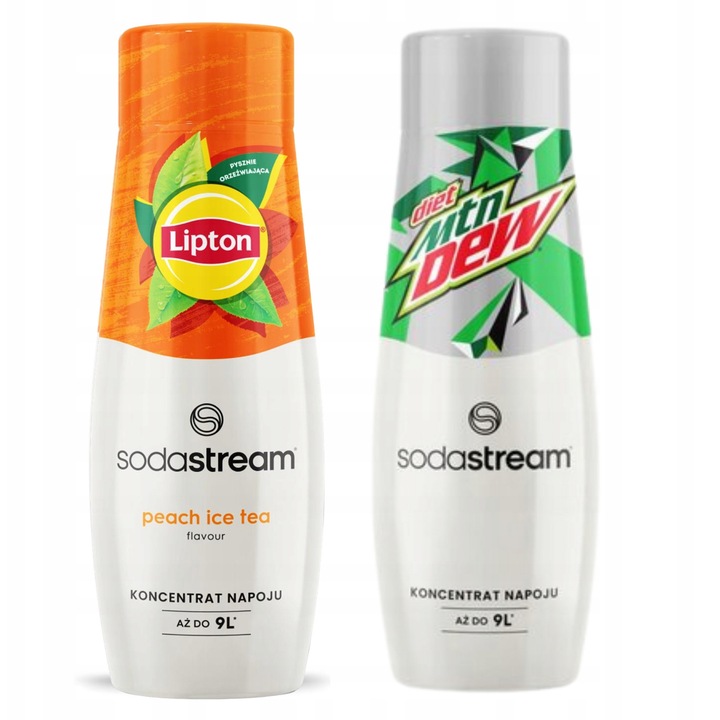 Set 2x Sirop SodaStream Lipton Peach + Mountain Dew Zero, 440ml