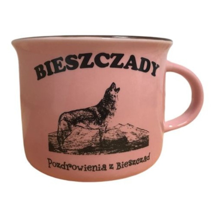 Cana ceramica Bieszczady, roz, 8x6cm, set elegant in cutie eco