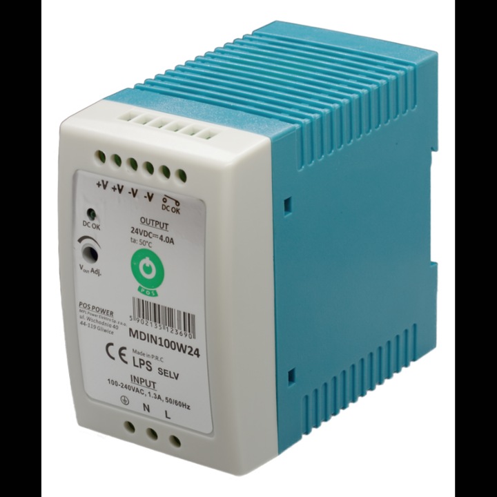 Sursa de alimentare POS DIN RAIL 5V/12A, POS, carcasa plastic, protectii multiple, dimensiuni compacte