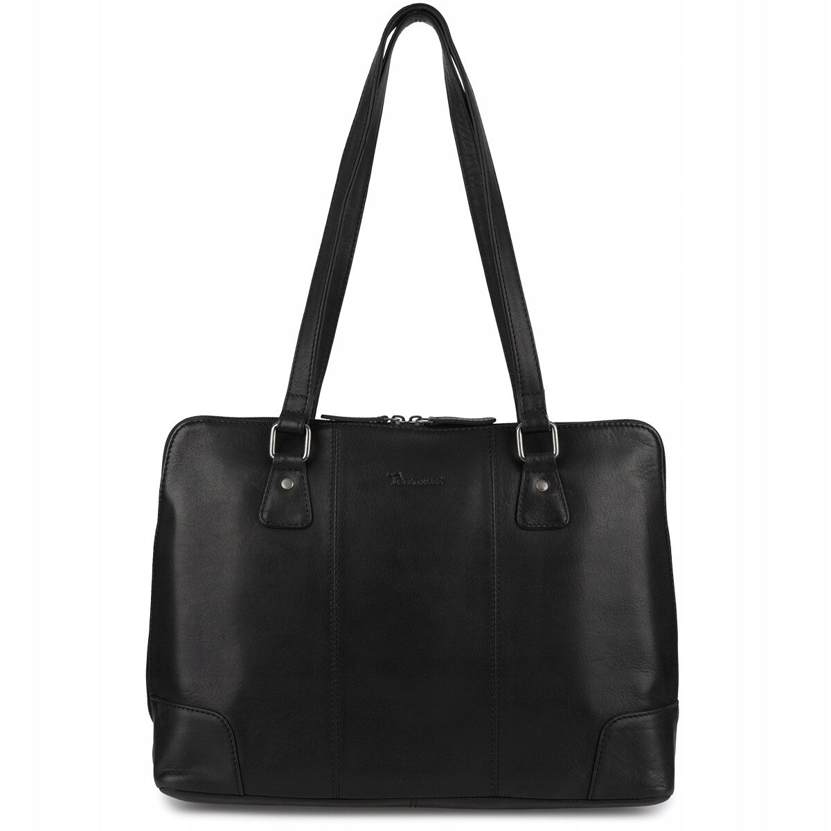Geanta laptop dama Beltimore N35black, piele naturala, capacitate A4, organizare excelenta, culoare neagra