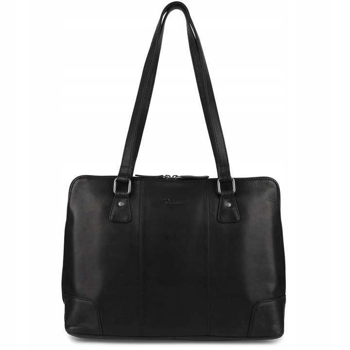 Естествена кожена чанта за рамо Beltimore, модел N35black, капацитет A4, две отделения, черна