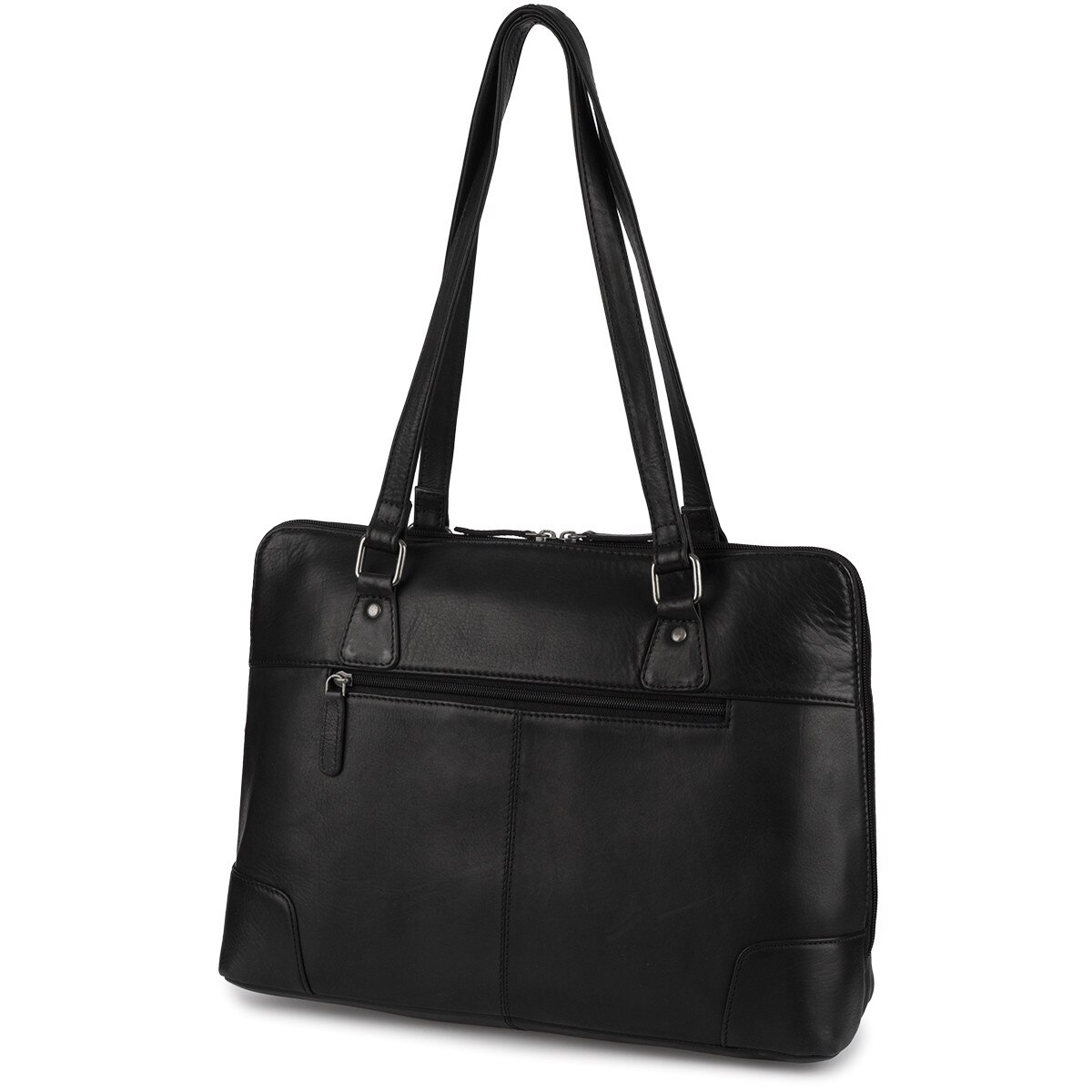 Geanta laptop dama Beltimore N35black, piele naturala, capacitate A4, organizare excelenta, culoare neagra