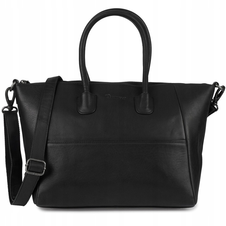 Bőr válltáska, Beltimore, N34black modell, A4 kapacitású, fekete színű, nagy méretű