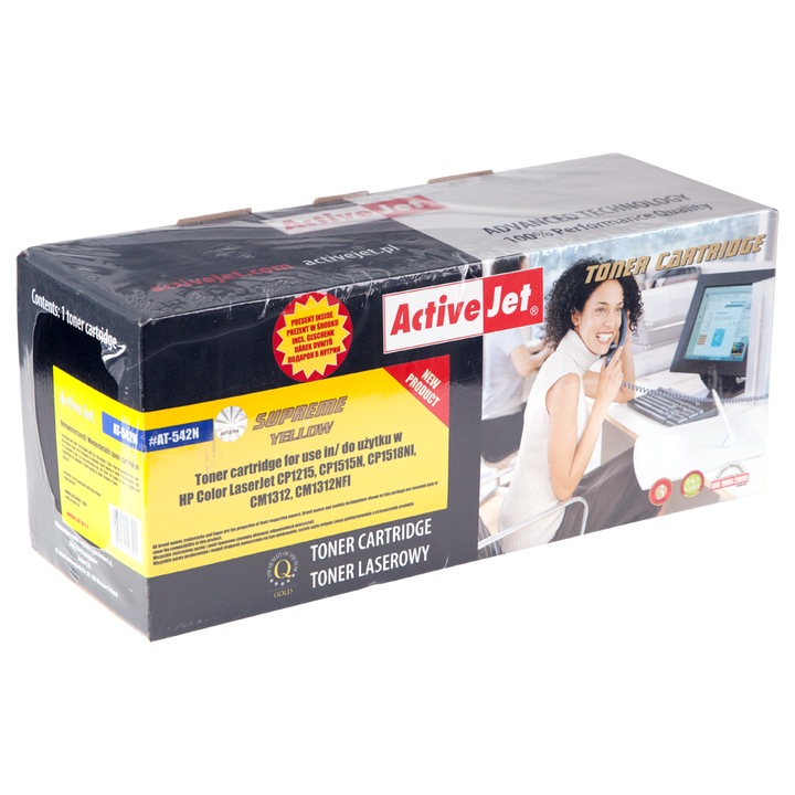 Toner ActiveJet HP CB542A, galben, 1400 pagini, set de cartuse