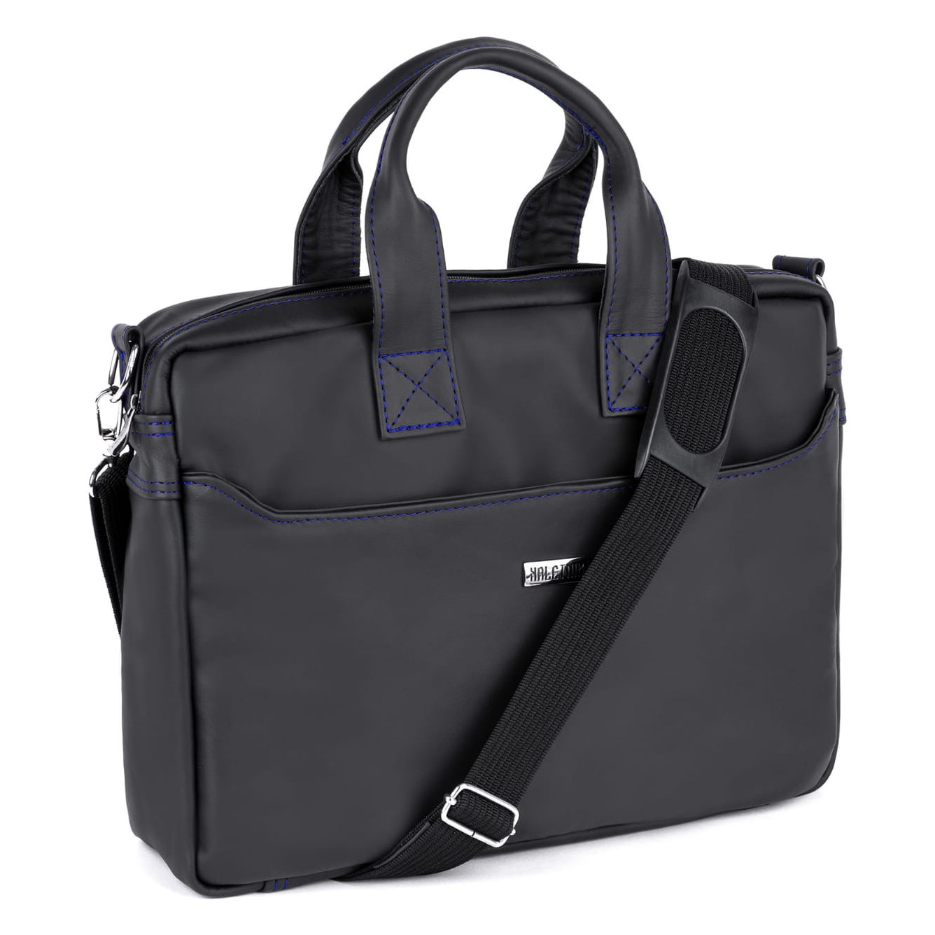 Geanta laptop Kaletnik Rota, piele naturala, compartiment principal cu fermoar, buzunar pentru laptop, culoare neagra, dimensiuni 30x45cm
