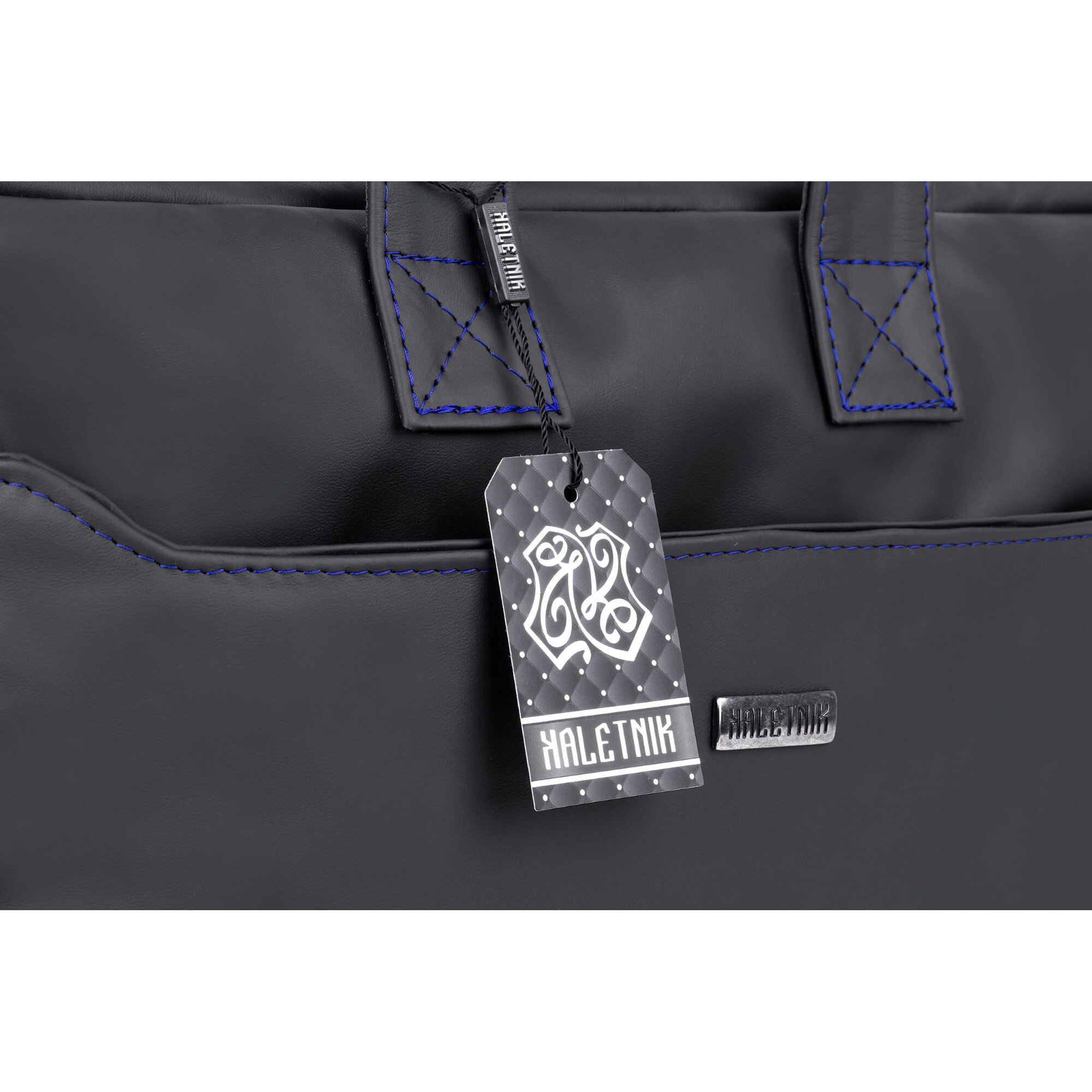 Geanta laptop Kaletnik Rota, piele naturala, compartiment principal cu fermoar, buzunar pentru laptop, culoare neagra, dimensiuni 30x45cm