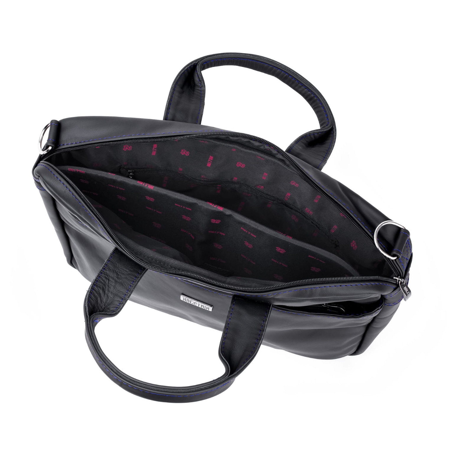 Geanta laptop Kaletnik Rota, piele naturala, compartiment principal cu fermoar, buzunar pentru laptop, culoare neagra, dimensiuni 30x45cm