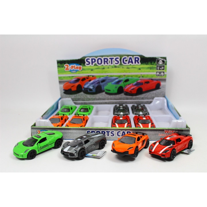 Sportautó, 12cm, fém, többszínű