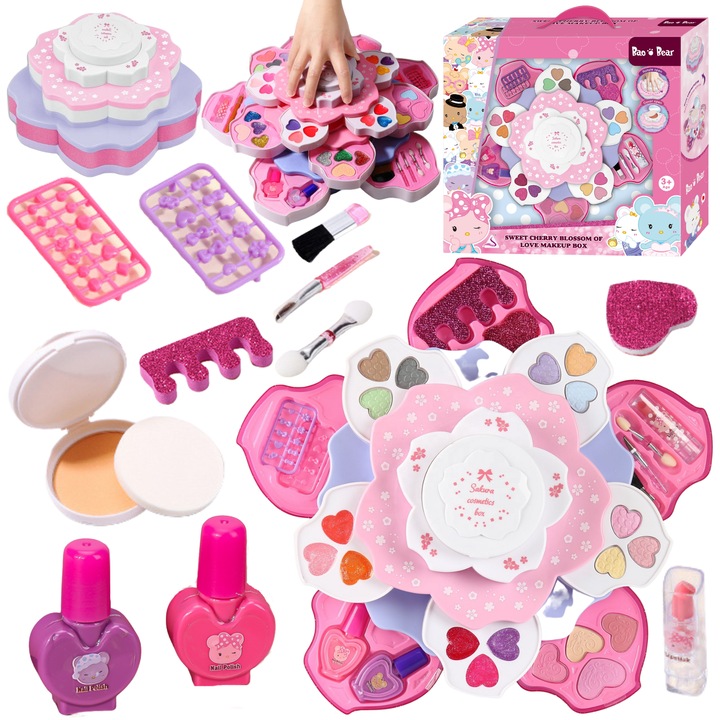 Sminkkészlet, Maksik, virág alakú doboz, 2 körömlakk, 3+ év, 37x40x11,5cm