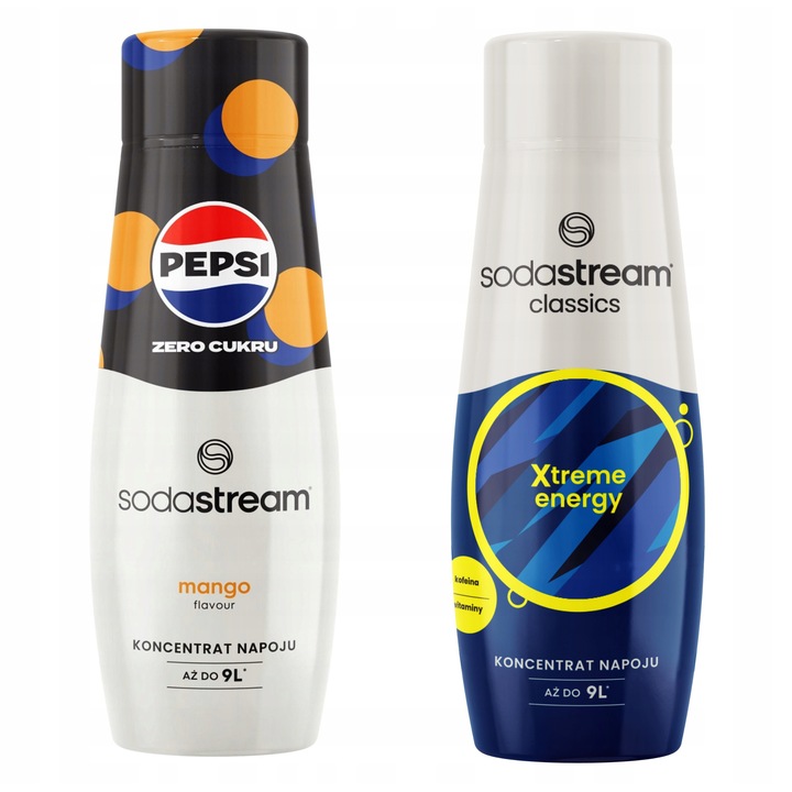 Set 2 siropuri SodaStream Pepsi Max Mango + Energy Drink, 440ml, fara zahar, aroma tropicala