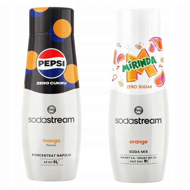 Set 2 siropuri SodaStream Pepsi MAX Mango + Mirinda Zero, fara zahar, 440ml