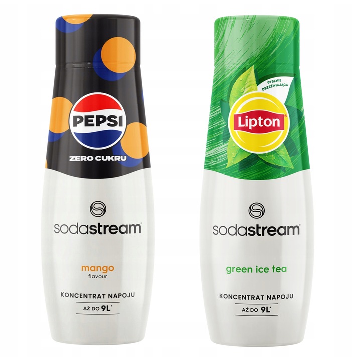 Set 2 siropuri SodaStream Pepsi Max Mango + Lipton Ice Tea Green, 440ml, multicolor