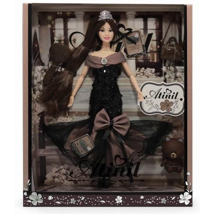 Lala Barbie Avril Lavigne, editie limitata, rochie neagra cu margele, tiara, set colectionabil
