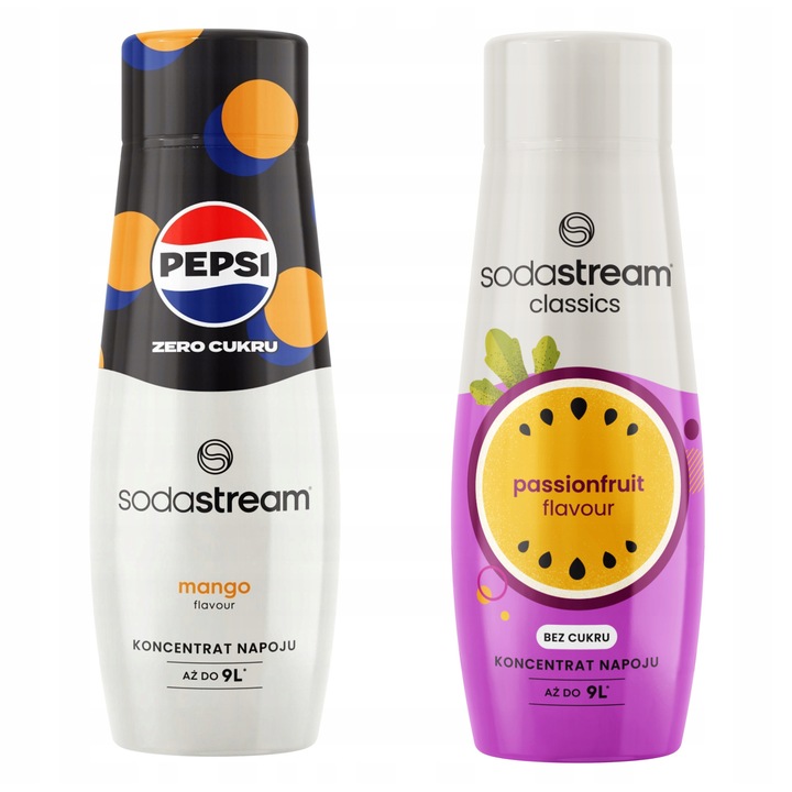 Set 2 siropuri SodaStream Pepsi MAX Mango + Passionfruit, 440ml, multicolor