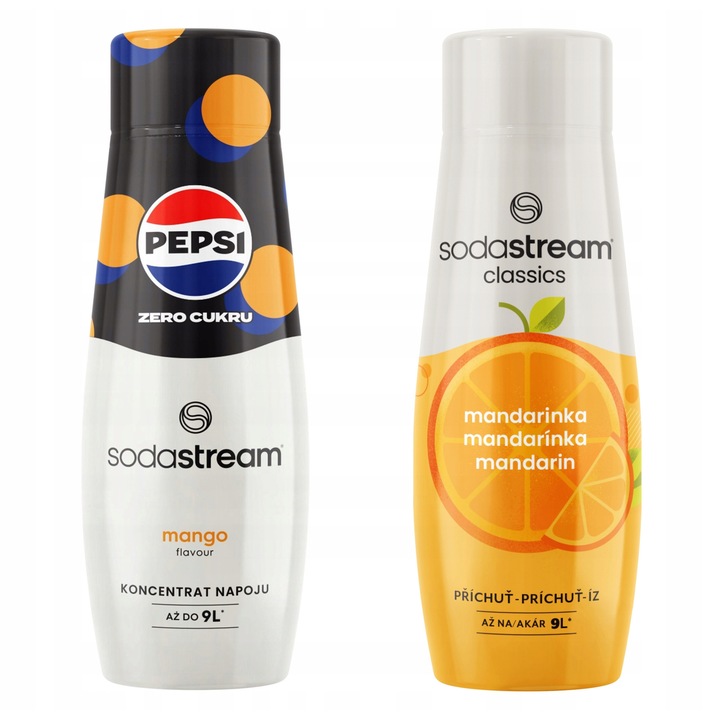 Set 2 siropuri SodaStream Pepsi MAX Mango + Mandarina, 440ml, fara zahar, 18 litri bautura gazata