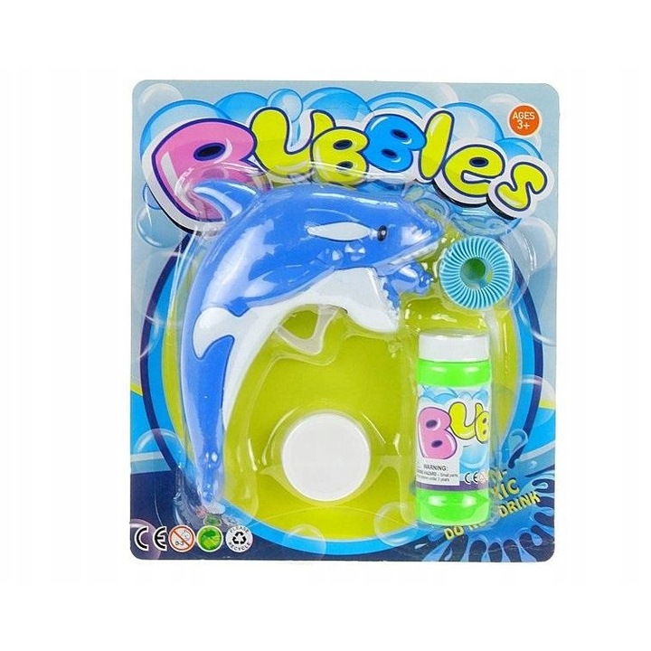 Pistol de facut bule de sapun, Maksik, set cu lichid, plastic, multicolor, pentru copii de la 3 ani