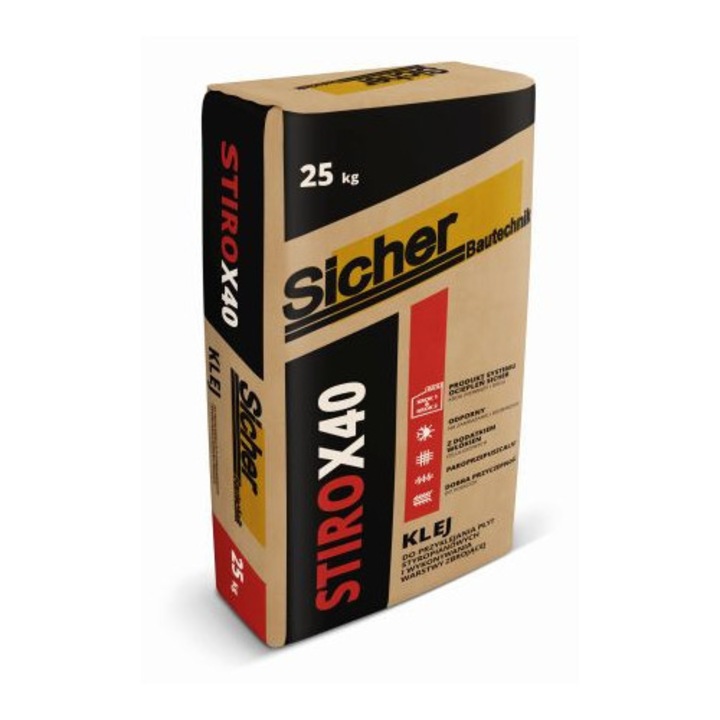 Mortar adeziv Stiro X40 25kg, rezistenta la conditii atmosferice, pentru placi de polistiren