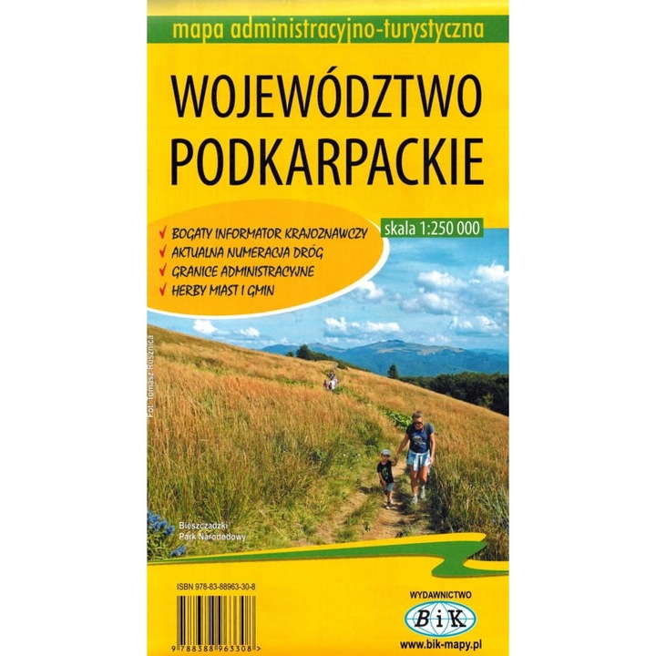 Województwo podkarpackie / Podkarpacie 1:250 000. Mapa administracyjno-turystyczna. BiK