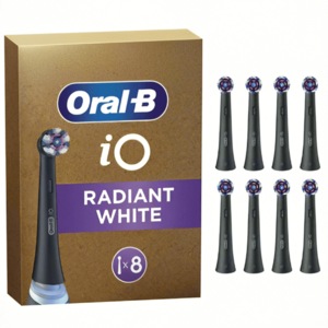 Capete de schimb pentru periuta electrica Oral-B iO Radiant White, set 8 bucati, alb-negru