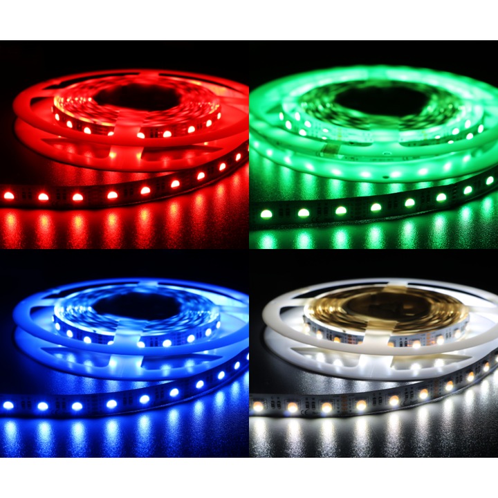 Banda LED MW Lighting 14.4W/m, 24V, 60LED RGB + WW 3000K, IP33