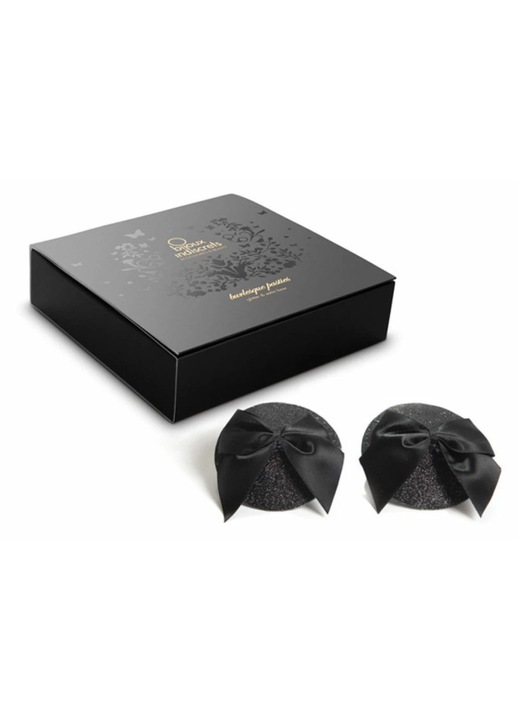 Mellbimbó kiegészítő, Bijoux Indiscrets, öntapadós, fekete, textil, újrafelhasználható, One Size INTL