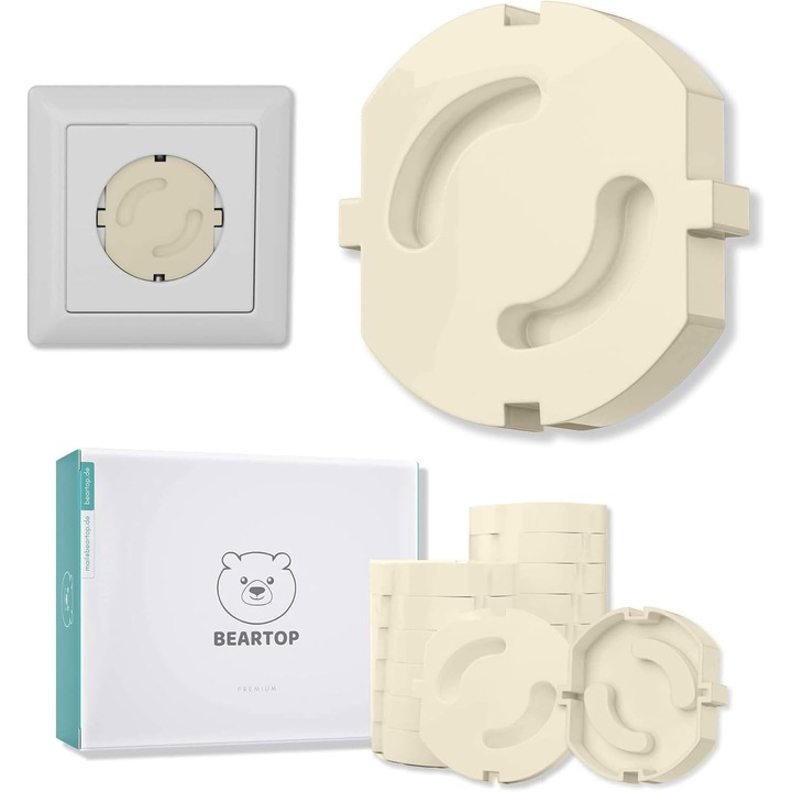 Set 10 capace pentru prize de contact, CE, Crem