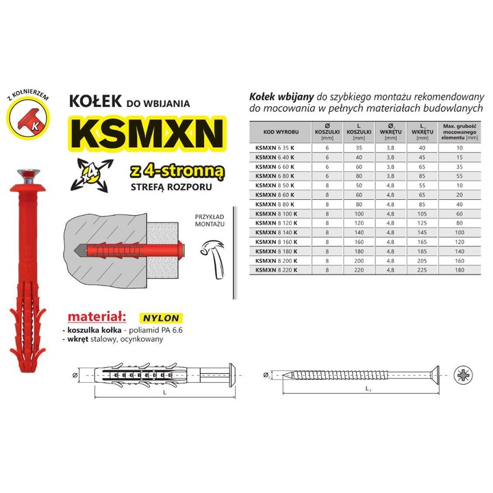 Gyorsbeépítésű dűbel bilincsel, UN, 8x50mm