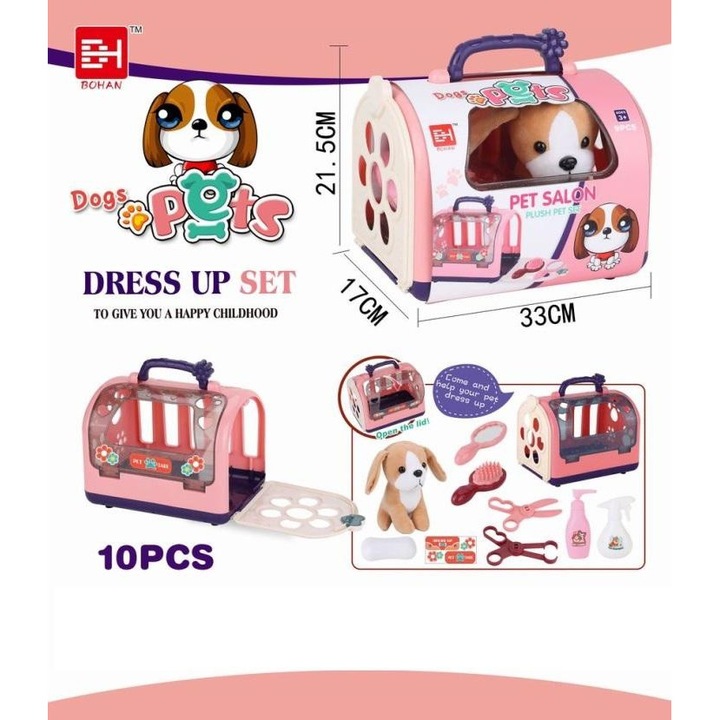 Set jucarie interactiva cu catel si accesorii, Maksik, 33x17x21,5cm, pentru copii