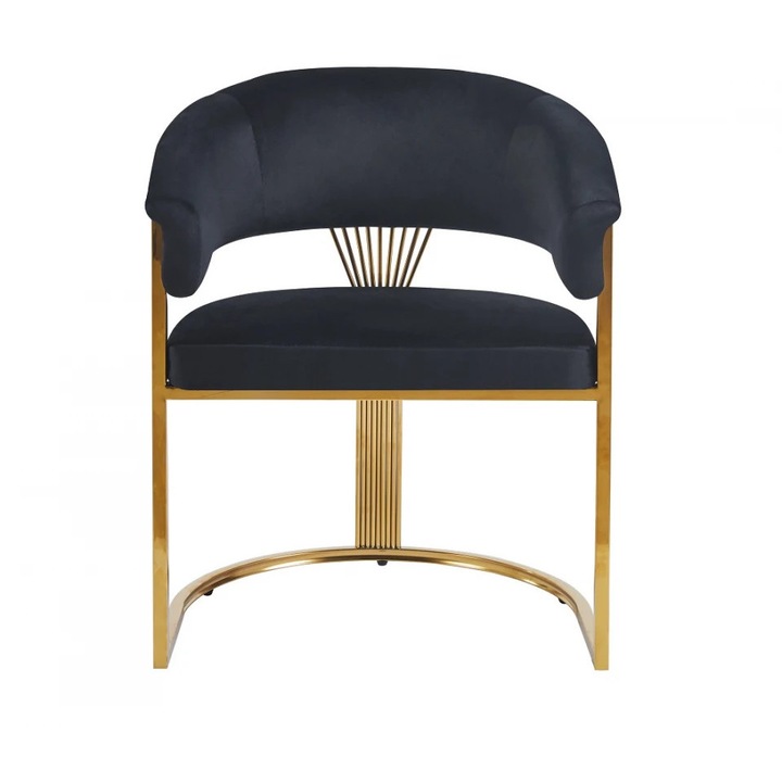 Scaun Dining/Bucatarie Topscaune, Tapiterie Catifea Moale, Cadru Metalic Auriu, 80x58x50cm