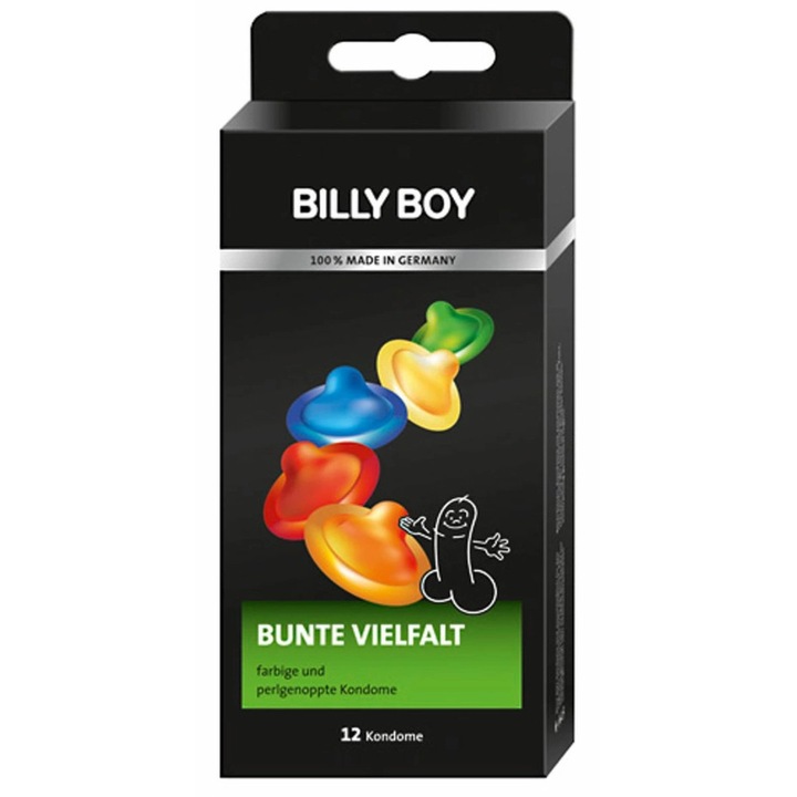 Prezervative Billy Boy, set 12 bucati, colorate, cu arome