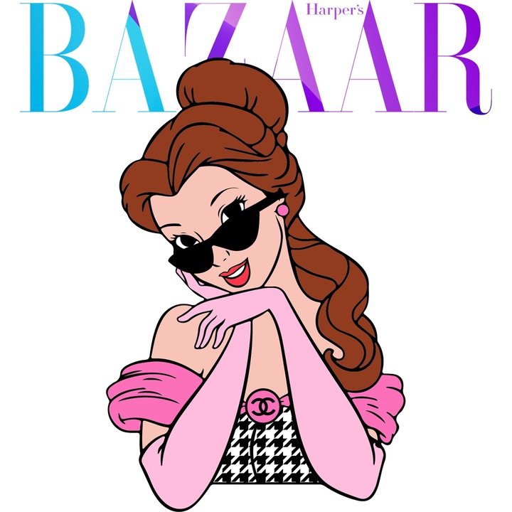 Sticker Adeziv Cu Frumoasa si bestia, Cu Textul "Bazaar" - Design 8, cu Margini Albe, PVC Vinyl 23CM