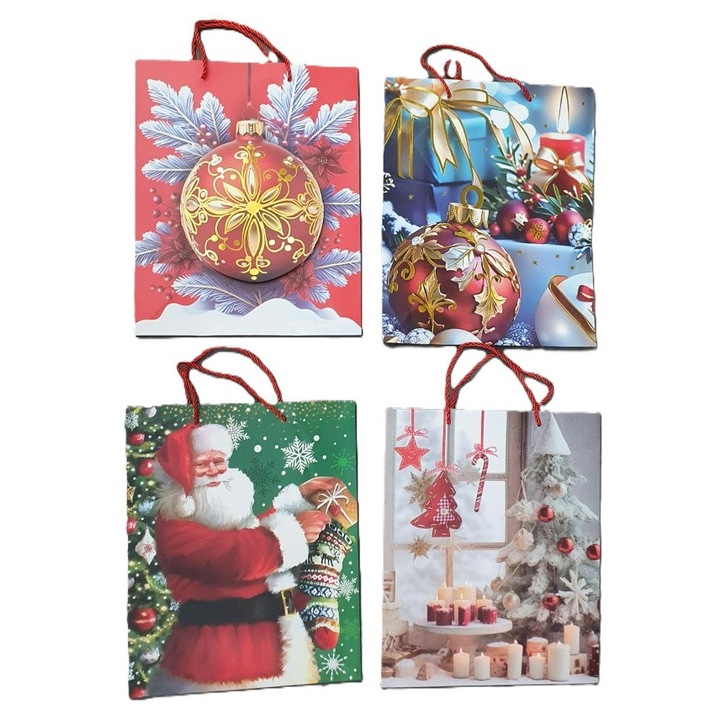 Set 12 pungi de hartie, luka, 32x26cm, Craciun