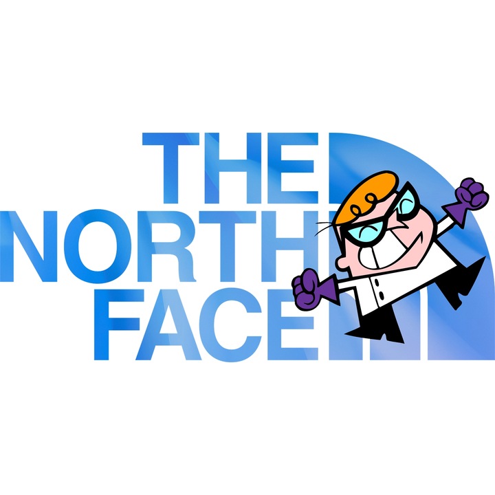 Sticker Adeziv Cu Laboratorul lui Dexter, Cu Textul "The North Face" - Design 7, cu Margini Albe, PVC Vinyl 10CM