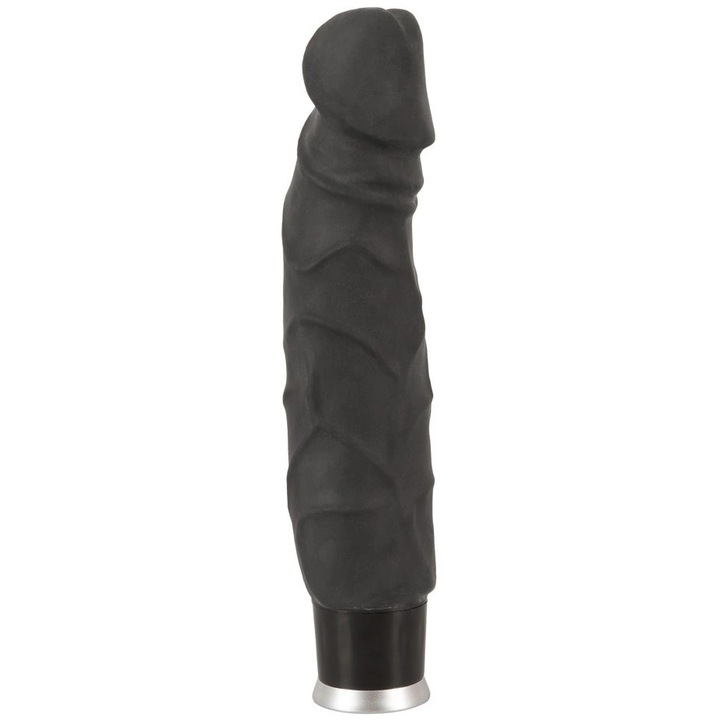 Vibrator Nature Skin, 23 cm, 8 moduri de vibratie, TPR, negru