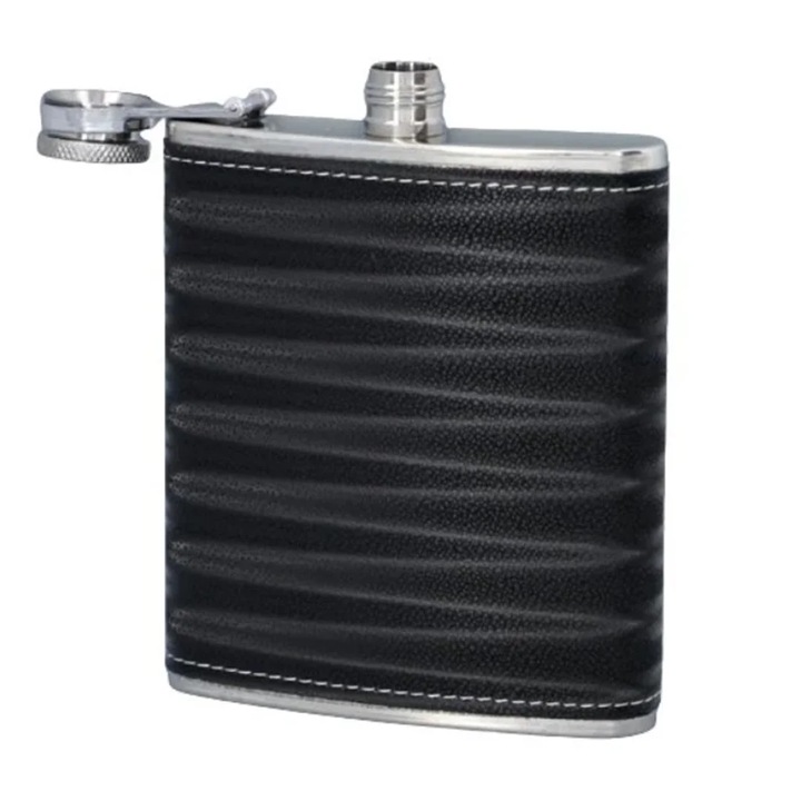 Sticla, 240ml, Piersiowka, Luka, inox, piele ecologica, 13.7x9.5cm