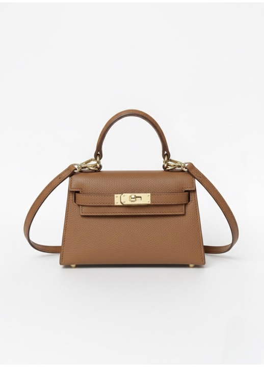 Poseta Vera Pelle Amelia, piele naturala, maro, bareta reglabila, 21x14x8cm