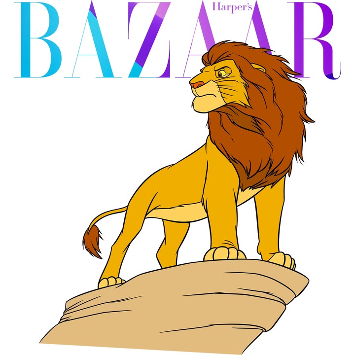 Sticker Adeziv Cu Lion King, Cu Textul "Bazaar" - Design 3, cu Margini Albe, PVC Vinyl 23CM