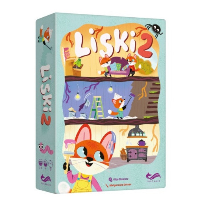 Joc de societate Liski 2, 20 carti planuri, 25 carti incaperi, 10 carti podele, 5 carti intrare, 2-5 jucatori, 4+ ani