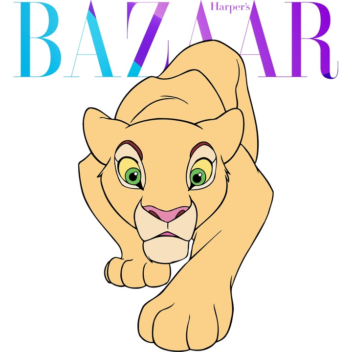 Sticker Adeziv Cu Lion King, Cu Textul "Bazaar" - Design 8, cu Margini Albe, PVC Vinyl 23CM