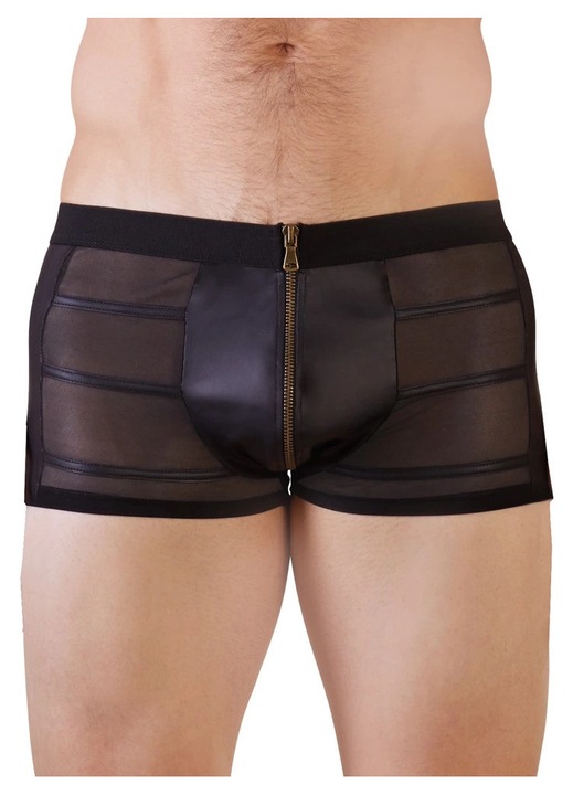 Férfi boxeralsó, NEK, poliészter/elasztán, fekete, arany díszcipzárral, S INTL